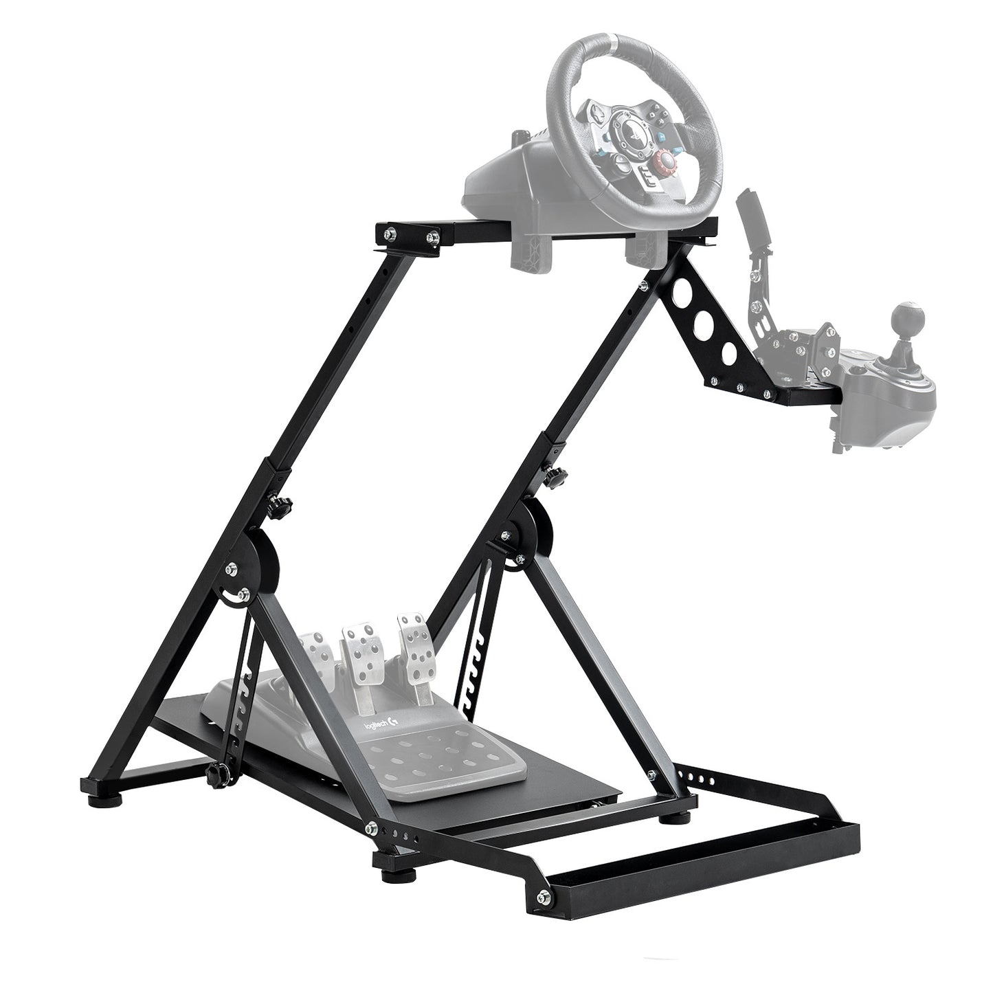 Mokapit Foldable Racing Steering Wheel Stand with Seat Slot Fit for Logitech G25 G27 G29 G920 G923 Thrustmaster T248X T248 T300RS preinstalled Game Steering Wheel Stand Excluding Electronic