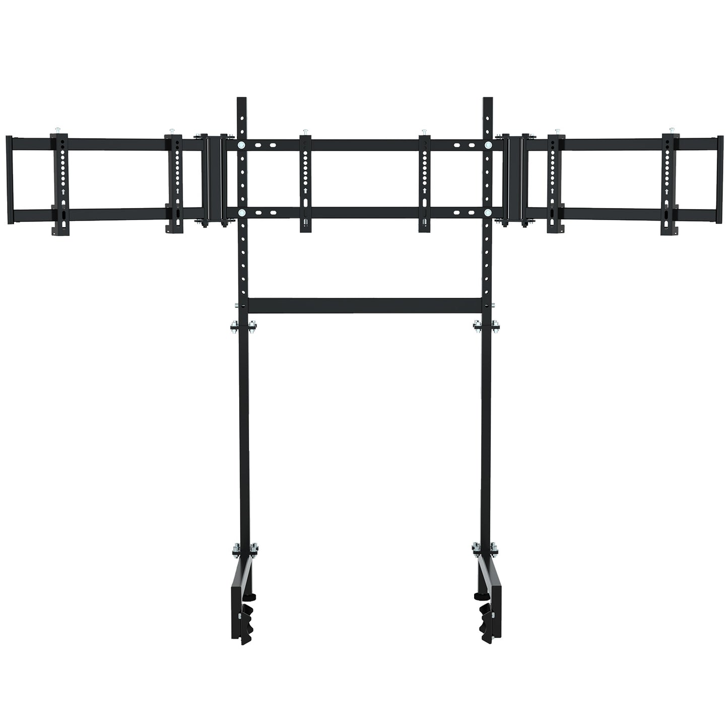 Mokapit Sim Racing Triple Monitor Stand with Adjustable Height & Width for 24-32 Inch Display 3 Screens TV Mount Compatible with Round Tube Racing Sim Cockpit