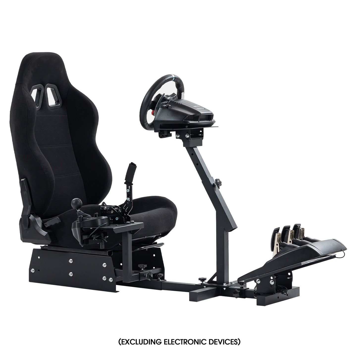 Mokapit Racing Simulator Cockpit Frame with Black Seat (Cockpit 48) Adjustable Fit for Logitech G25,G27,G29,G920,G923 Thrustmaster T80,T150, Racing wheel, Pedals and Shifter Not Include