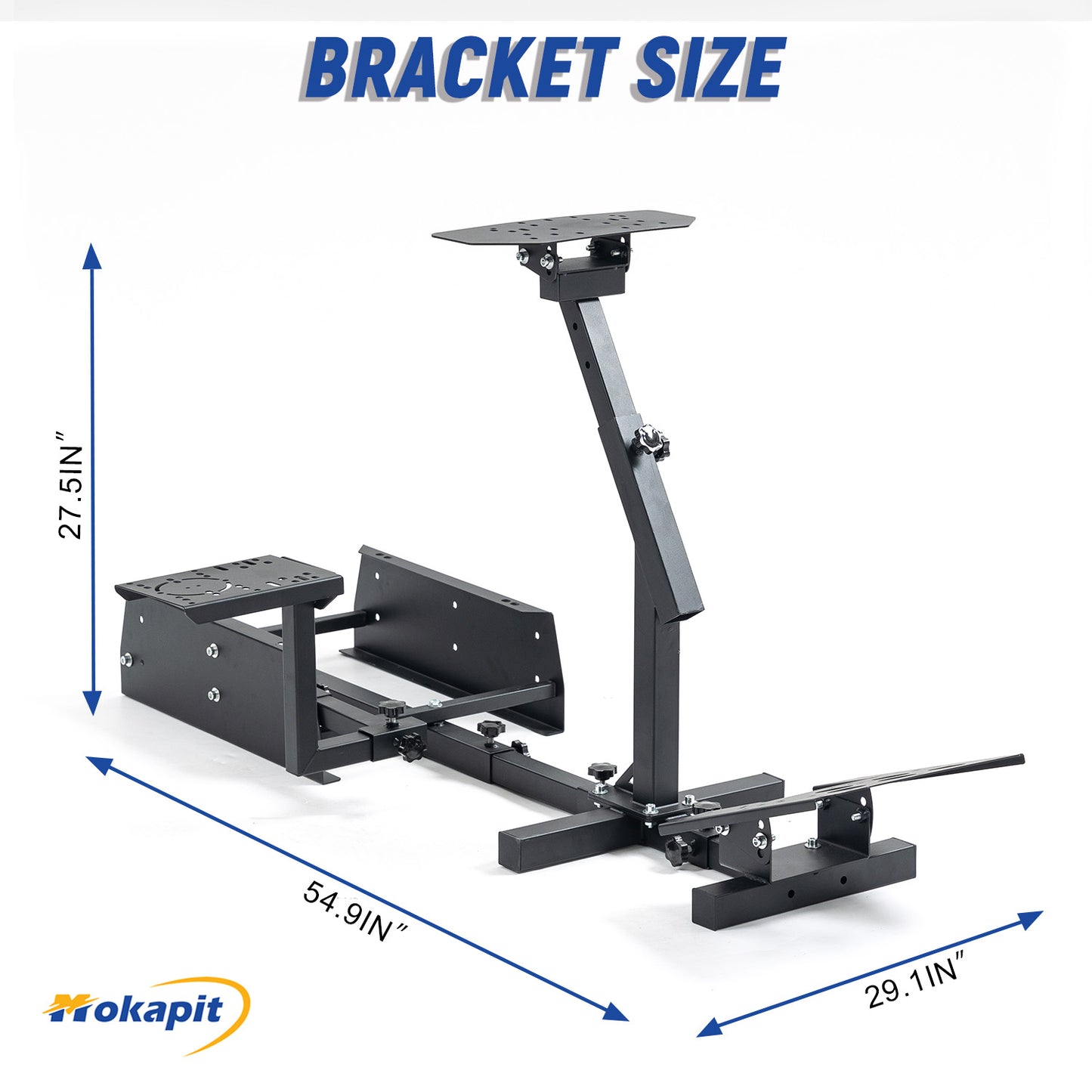 Mokapit Sim Racing Cockpit,Single Arm Racing Wheel Stand Square Tube fit Logitech G25 G29 G920 G923 T500 T300R,Excluding Steering Wheel and Pedals Seat