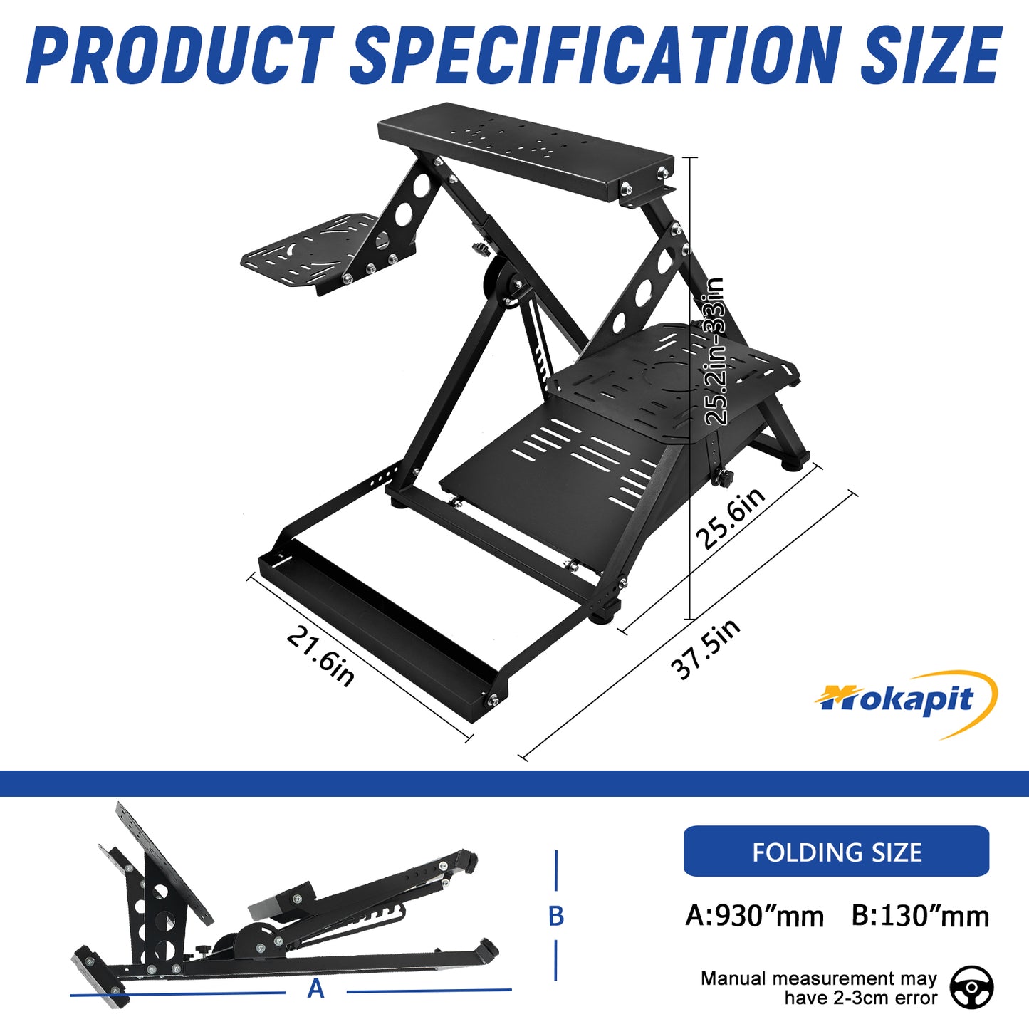 Mokapit X Shape Flight Simulation Stand Preinstalled with Fixed Slot Fit for Logitech G29 G920 G923 Thrustmaster T248 T300RS T150 Foldable Adjustable Racing Simulator Cockpit Excluding Electronic