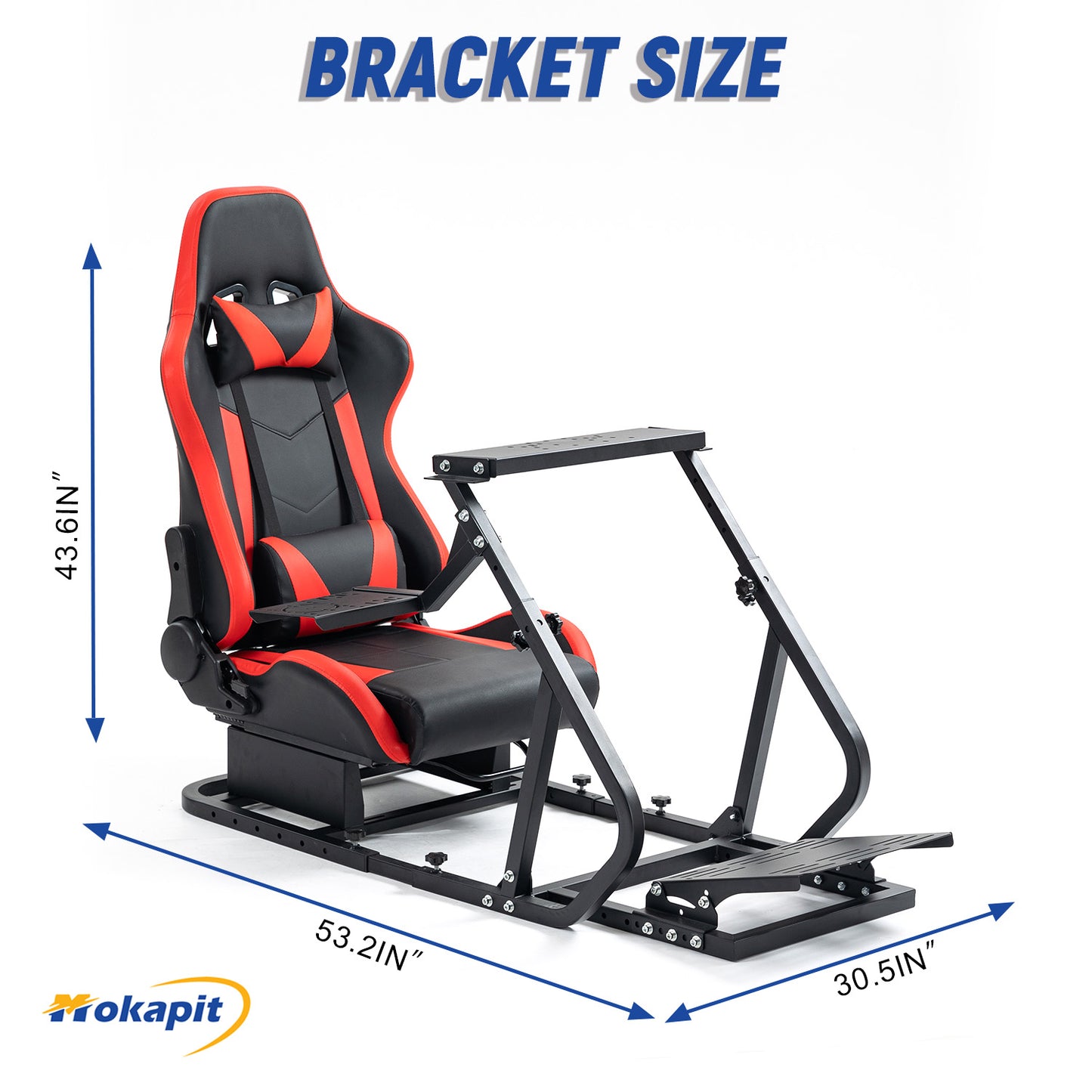 Mokapit G923 Racing Simulator Cockpit,Steering Wheel Stand with Red Seat ,Sim Racing Cockpit Fits for Thrustmaster/Logitech/Fanatec G29, G920, T248 T300RS T150 458