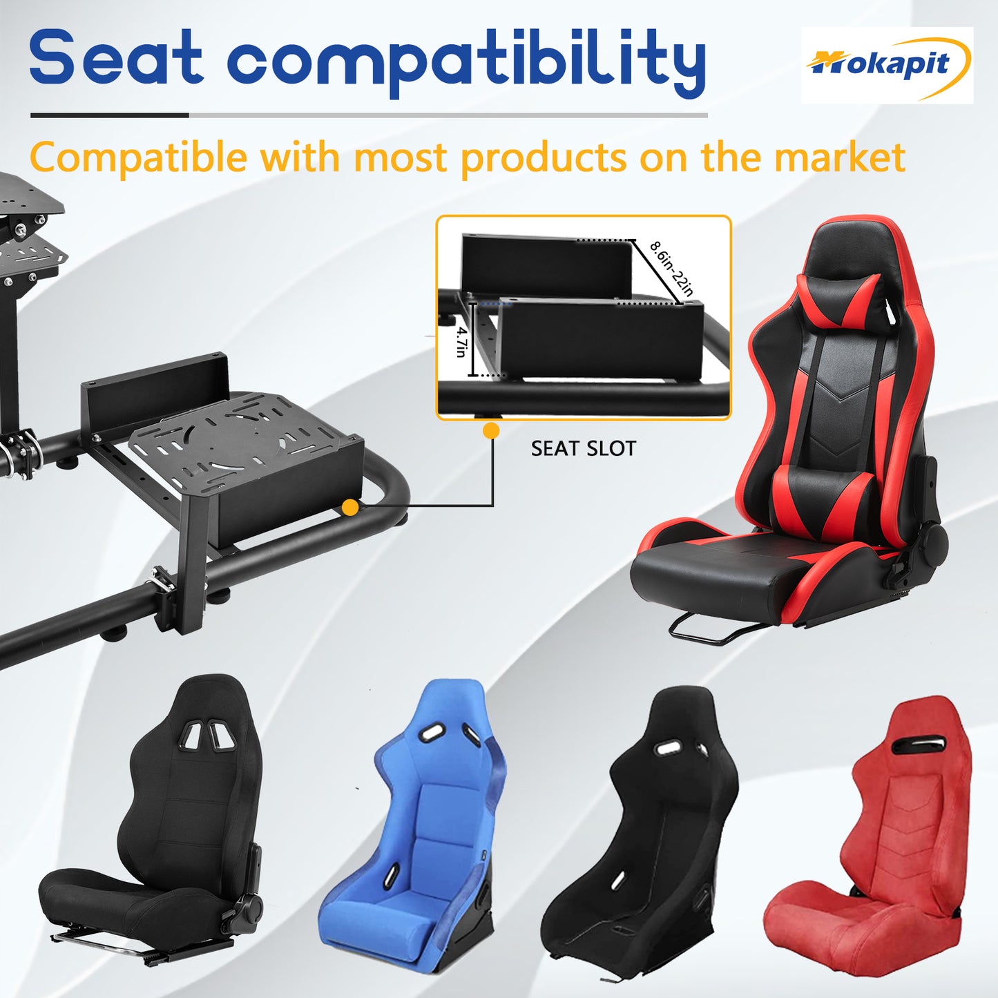 Mokapit Racing Cockpit Stand with Monitor Mount,Racing Wheel Stand fit for Logitech G25 G27 G29 G920, Thrustmaster T248, No Steering Wheel Shift Lever Pedal Display and Seat