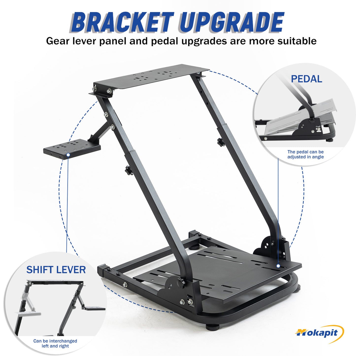 Mokapit Foldable Racing Wheel Stand Fit for Logitech Pro/G25/G29/G920/G923, Thrustmaster T80 T150 TX Fanatec Not Included Electronic Equipment: ShiftLever, Steering Wheel and Pedals