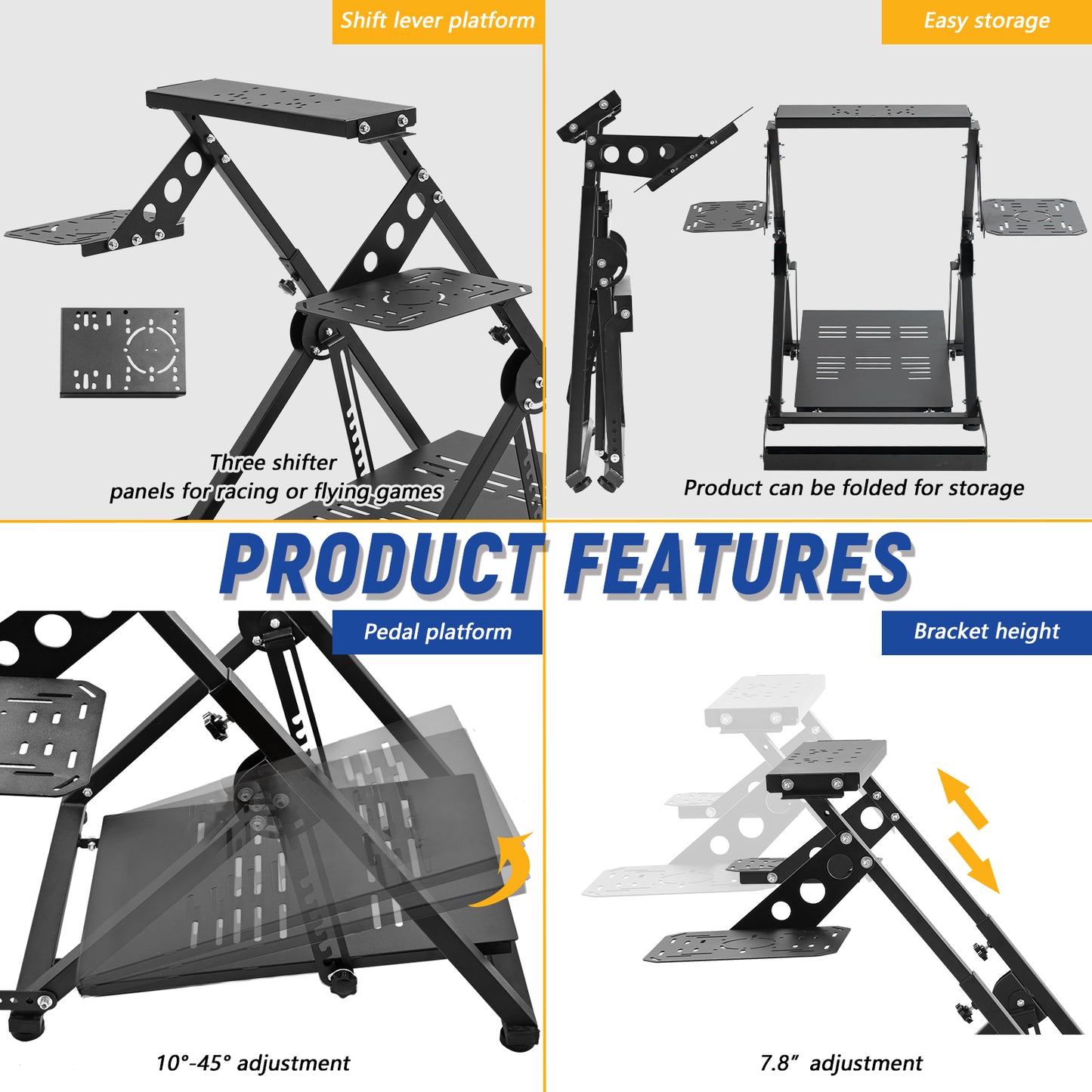 Mokapit X Shape Flight Simulation Stand Preinstalled with Fixed Slot Fit for Logitech G29 G920 G923 Thrustmaster T248 T300RS T150 Foldable Adjustable Racing Simulator Cockpit Excluding Electronic