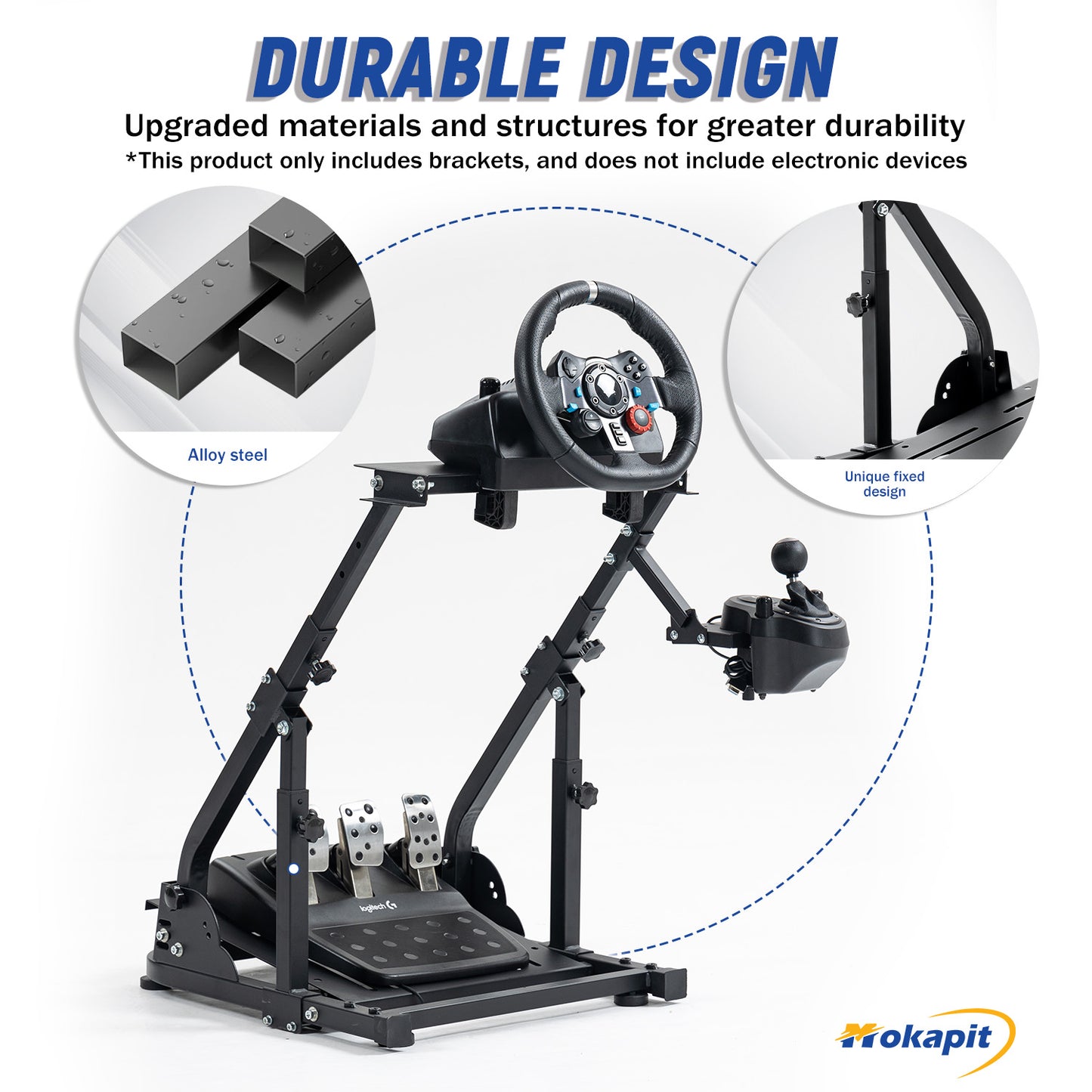 Mokapit G923 Racing Wheel Stand Enhanced version adjustable steering wheel stand fit for Logitech Thrustmaster G25 G27 G29 G920 T300RS, Sim Racing Stand No Steering Wheel Pedal Shifter