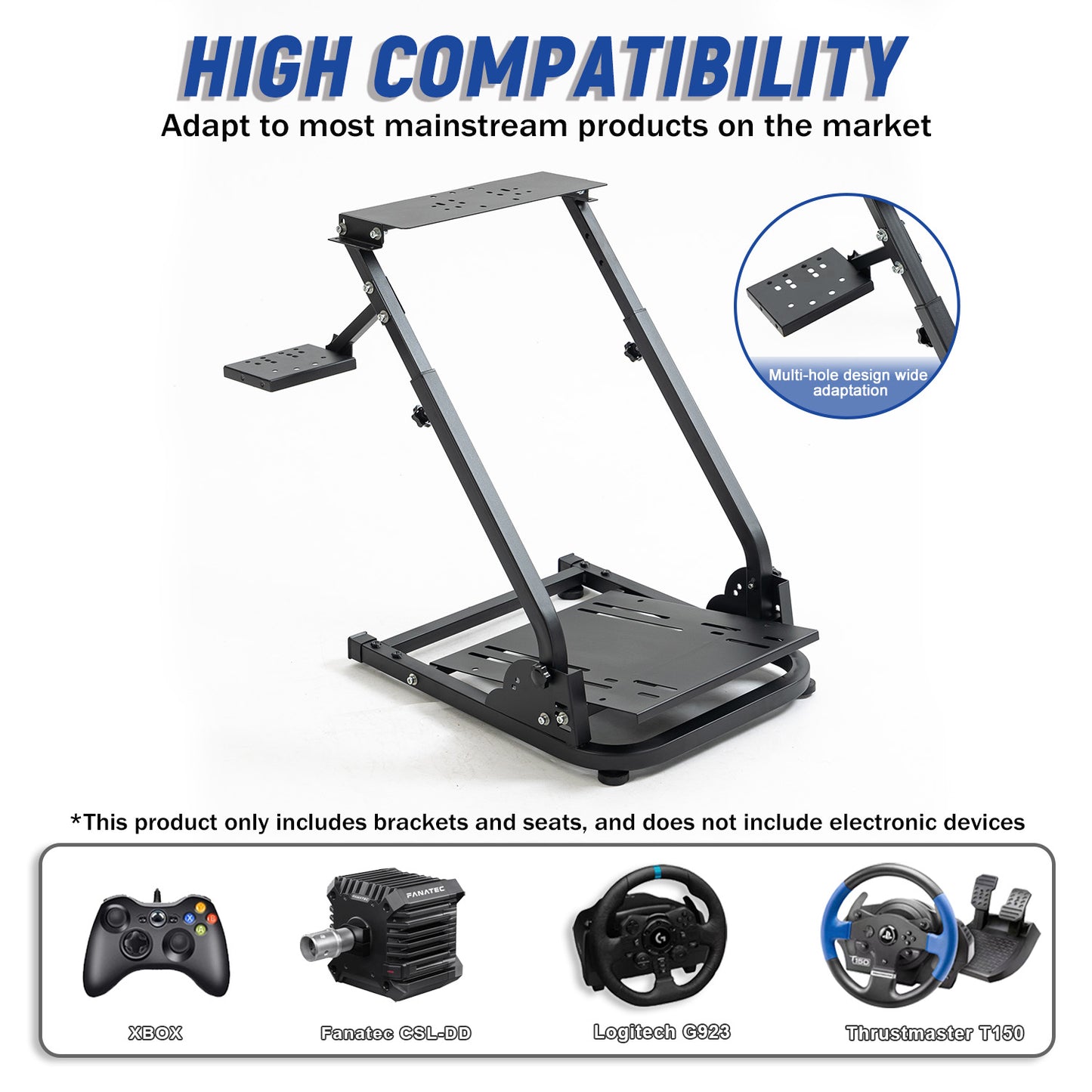 Mokapit Foldable Racing Wheel Stand Fit for Logitech Pro/G25/G29/G920/G923, Thrustmaster T80 T150 TX Fanatec Not Included Electronic Equipment: ShiftLever, Steering Wheel and Pedals