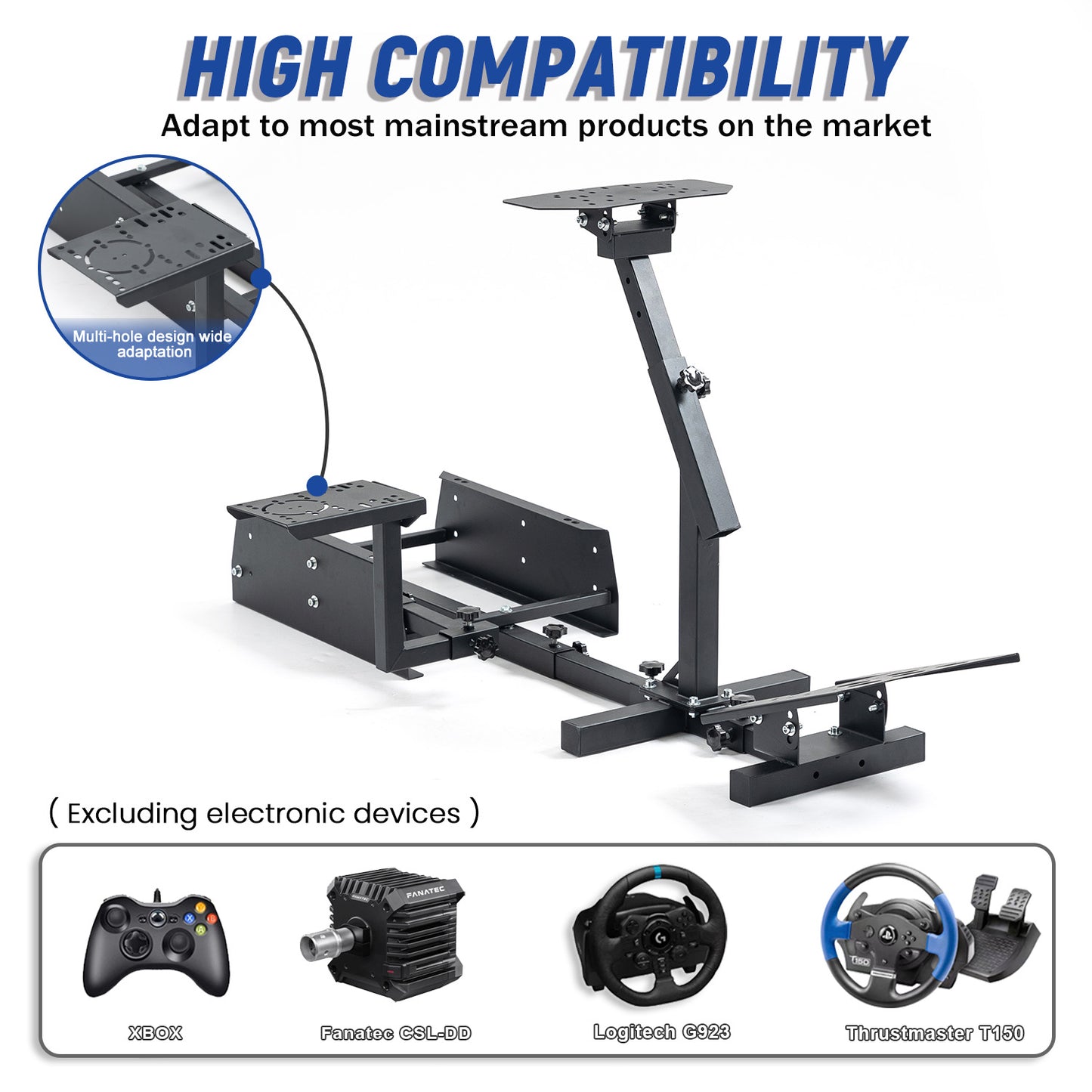 Mokapit Sim Racing Cockpit,Single Arm Racing Wheel Stand Square Tube fit Logitech G25 G29 G920 G923 T500 T300R,Excluding Steering Wheel and Pedals Seat