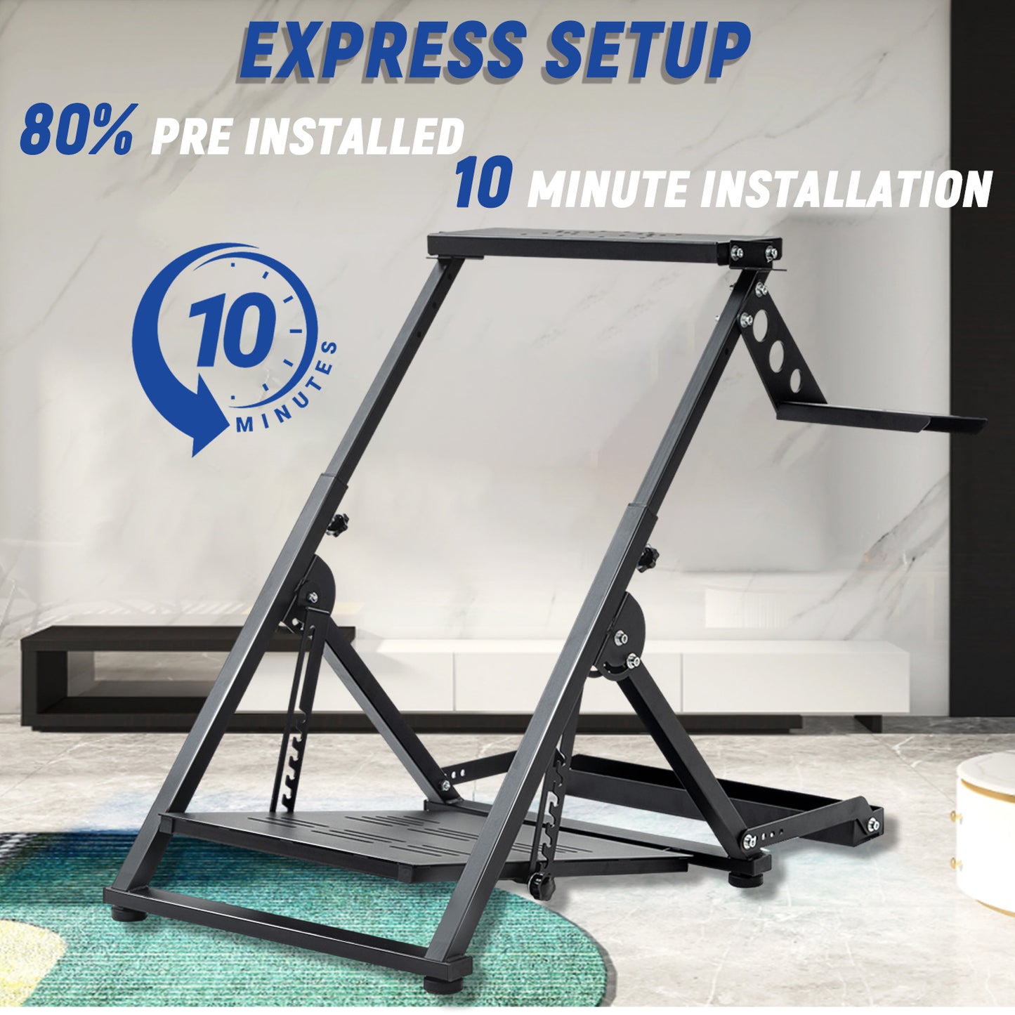 Mokapit Foldable Racing Steering Wheel Stand with Seat Slot Fit for Logitech G25 G27 G29 G920 G923 Thrustmaster T248X T248 T300RS preinstalled Game Steering Wheel Stand Excluding Electronic