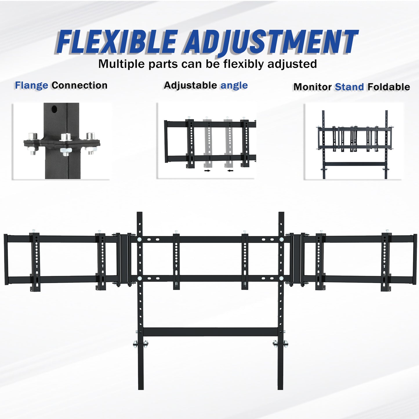 Mokapit Sim Racing Triple Monitor Stand with Adjustable Height & Width for 24-32 Inch Display 3 Screens TV Mount Compatible with Round Tube Racing Sim Cockpit