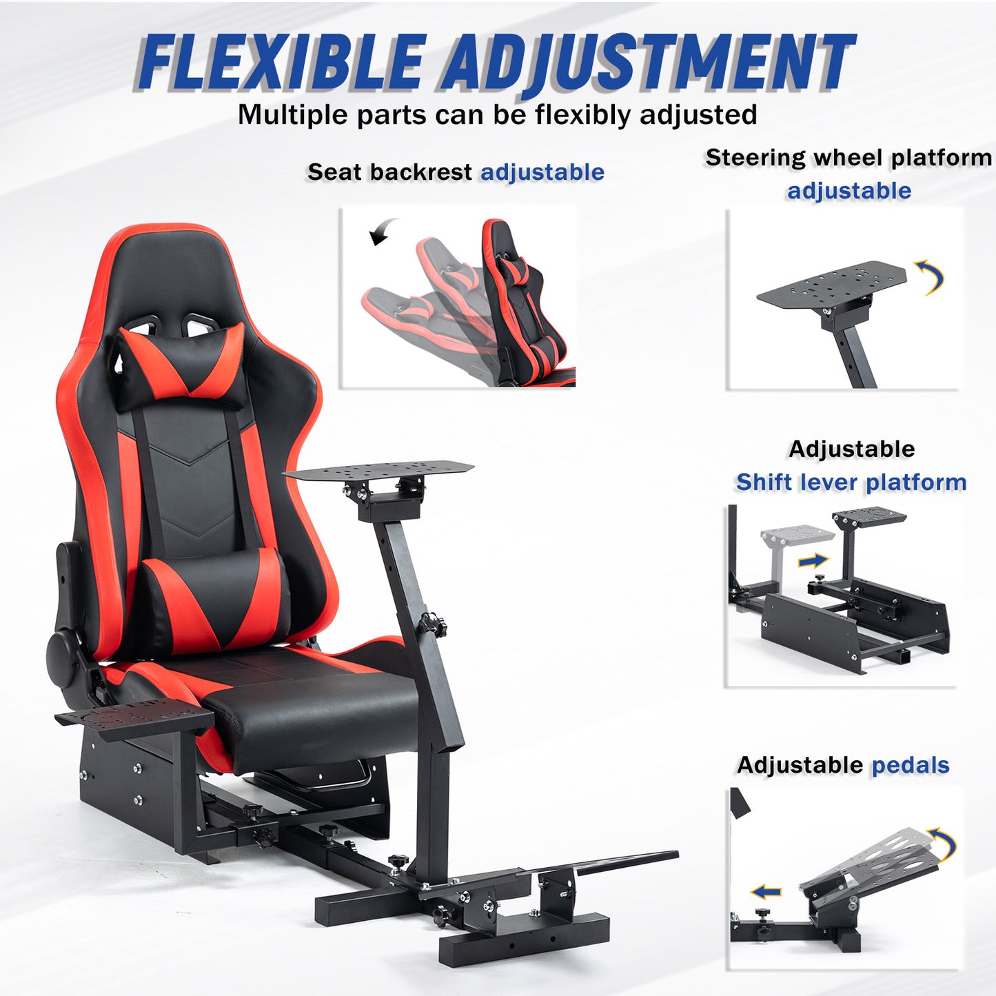 Mokapit Racing Simulator Cockpit with Red Seat Multi-level Adjustment Fit for Logitech/Thrustmaster/Fanatec G29,G920,G923&T300RS&CSL-DD One-Piece Cockpit,Wheel,Handbrake and Pedals Not Included