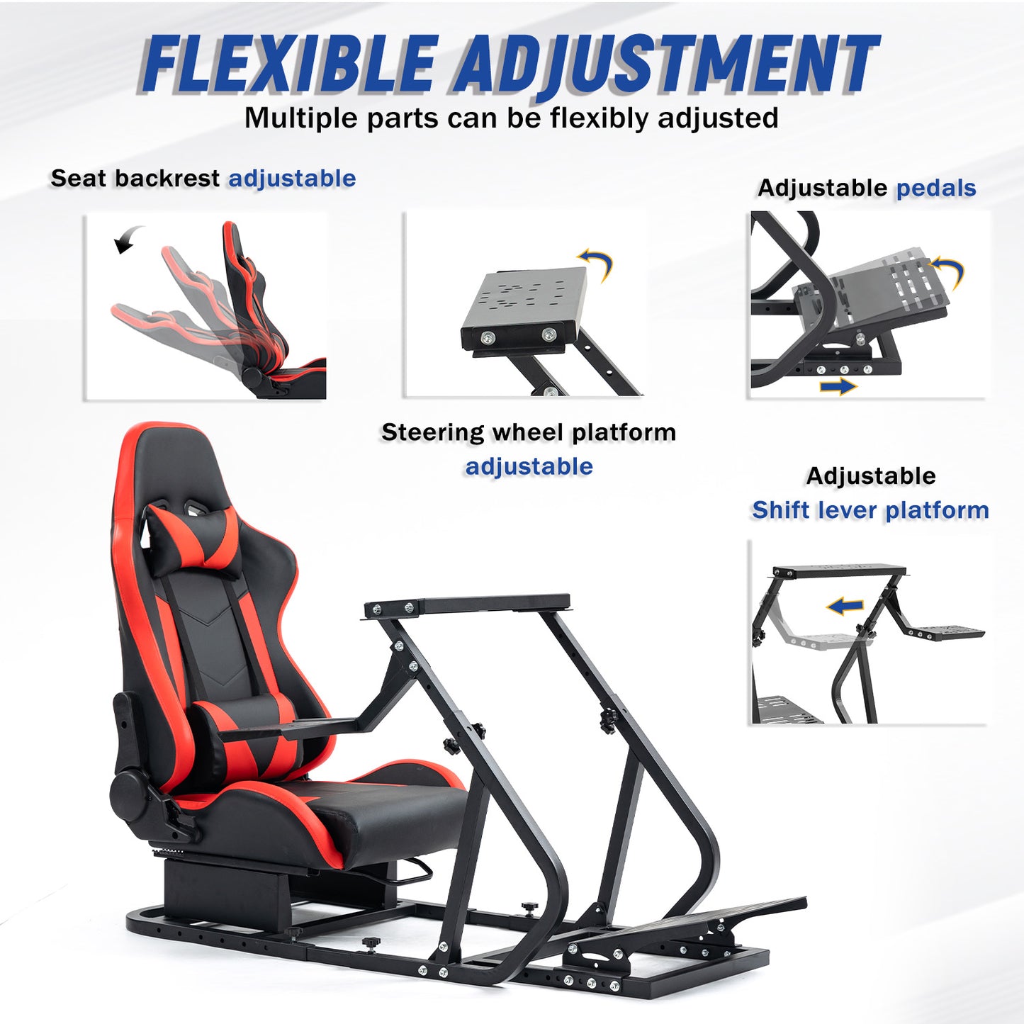 Mokapit G923 Racing Simulator Cockpit,Steering Wheel Stand with Red Seat ,Sim Racing Cockpit Fits for Thrustmaster/Logitech/Fanatec G29, G920, T248 T300RS T150 458