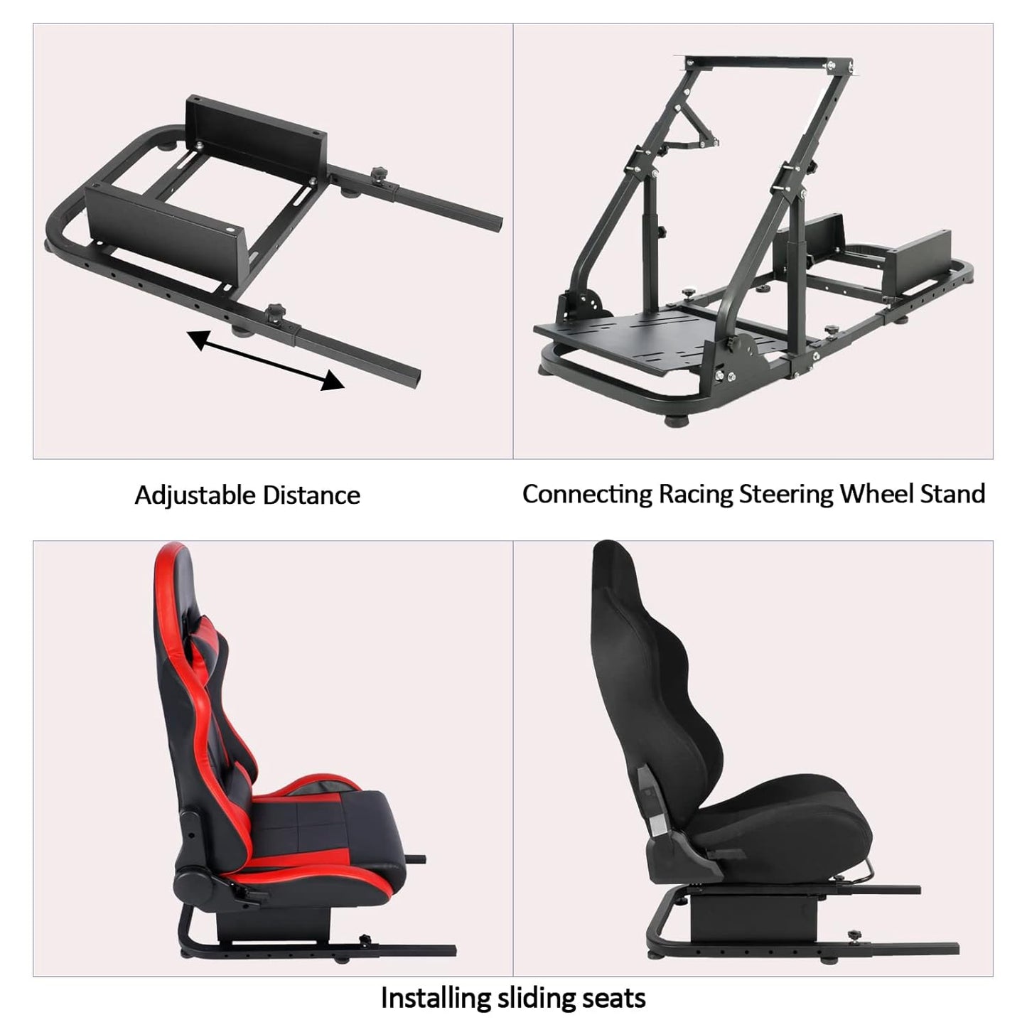 Racing Simulation Seat Mount Adjustable Applied to OpenWheele/Marada/Dardoo/Minneer/Supllueer/Hottoby Different Sizes of Seats DIY Steering Wheel Stand Versatile Only Mount Without Seat