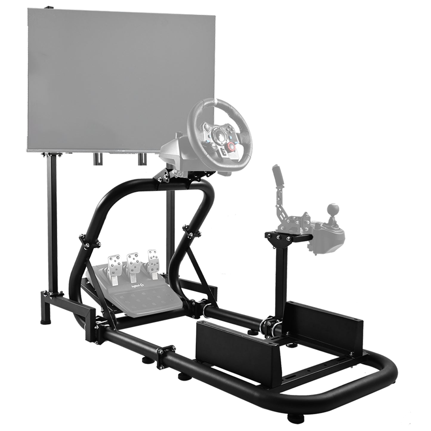 Mokapit Racing Cockpit Stand with Monitor Mount,Racing Wheel Stand fit for Logitech G25 G27 G29 G920, Thrustmaster T248, No Steering Wheel Shift Lever Pedal Display and Seat