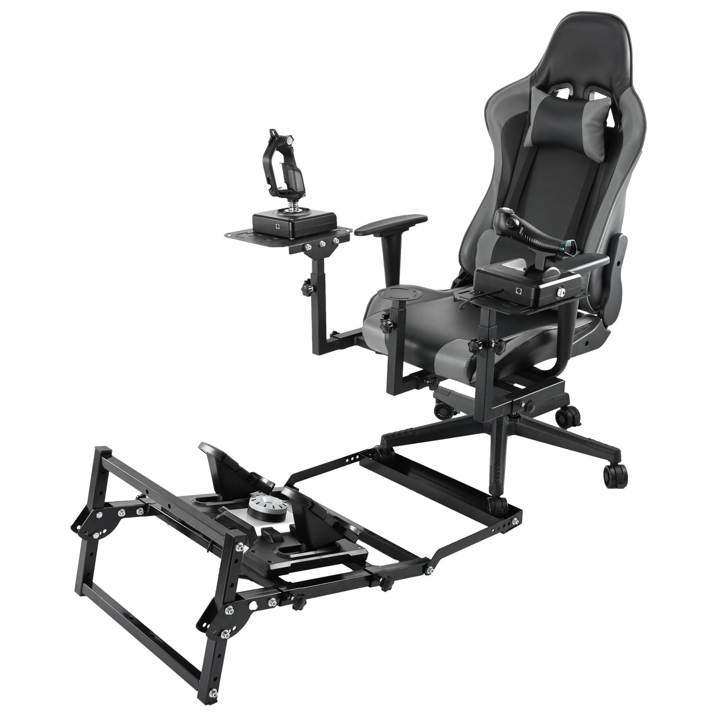 Flight Joystick Simulator Cockpit with Pedal Stand (With Fixed Slot )& Gaming Seat Pedal Fit for Logitech, Thrustmaster, PXN X52,X56 Home/Office Use Flying Sim Stand Joystick Not Included