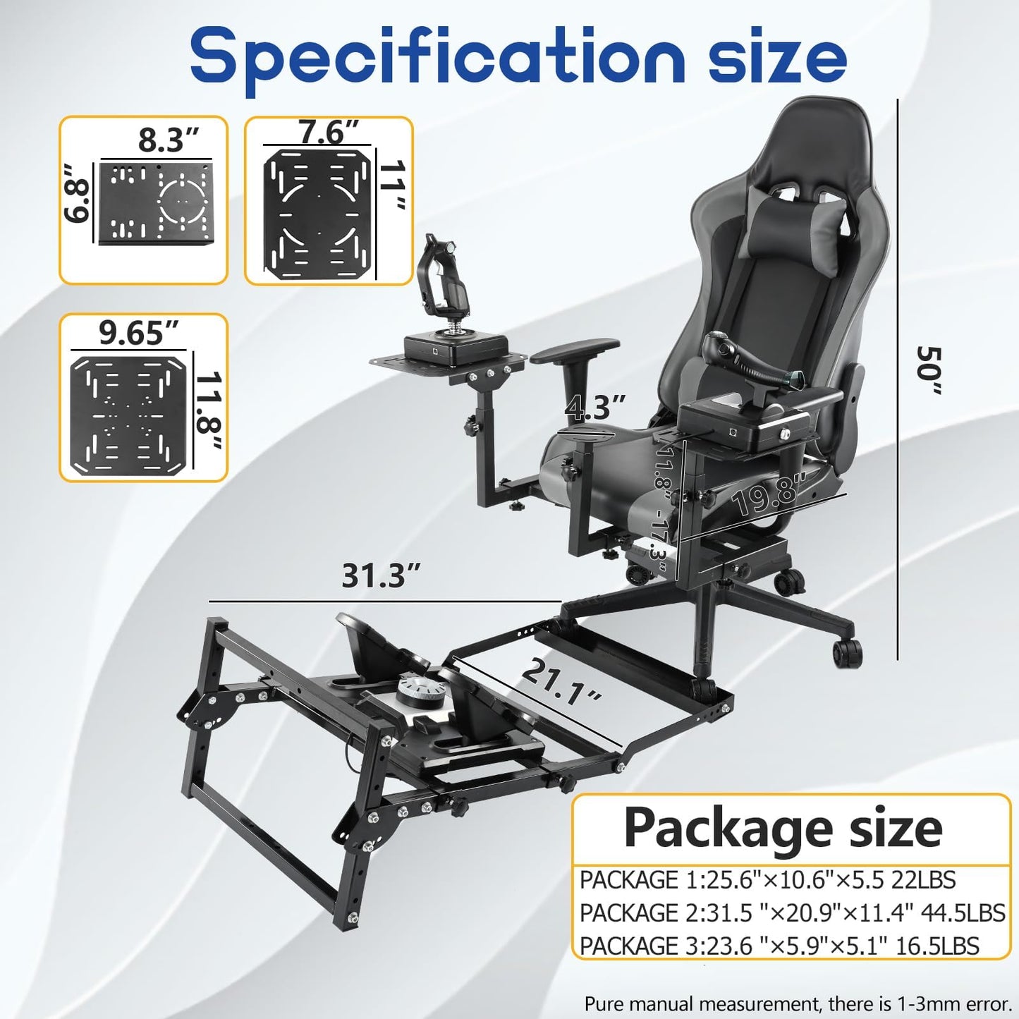 Flight Joystick Simulator Cockpit with Pedal Stand (With Fixed Slot )& Gaming Seat Pedal Fit for Logitech, Thrustmaster, PXN X52,X56 Home/Office Use Flying Sim Stand Joystick Not Included