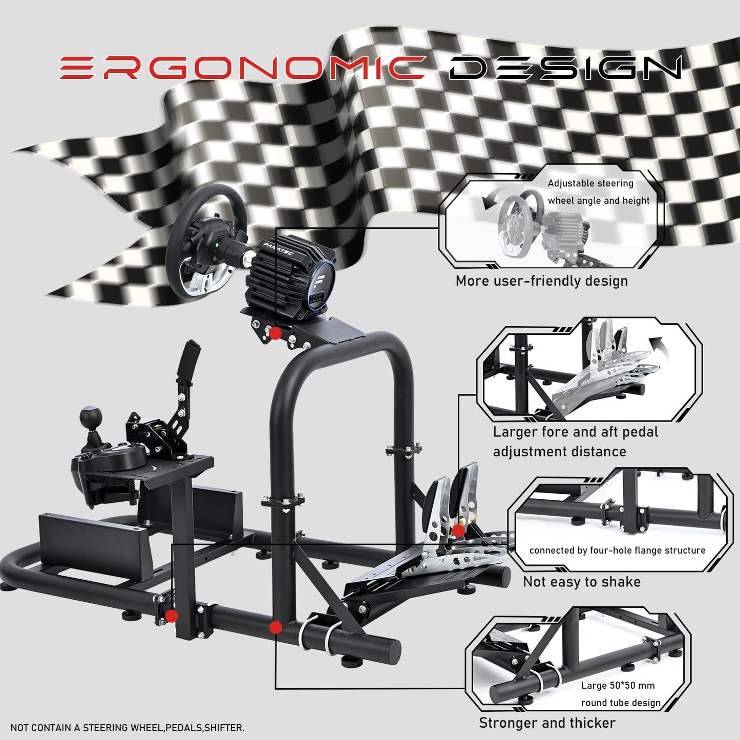 Mokapit Professional Simulator Cockpit Compatible with Logitech G920 G29, Thrustmaster, PXN, Fanatec, Round Tube Sim Racing Cockpit, Wheel Handbrake Pedal Seat Not Included
