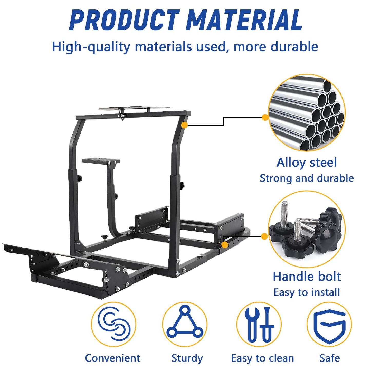 Mokapit Racing Cockpit Adjustment Compatible with Logitech/Thrustmaster/PXN/Fanatec T500 RS,T300 RS,T300,G25,G27,G29,G920 Racing Steering Stand Without Wheel&Handbrake & Pedals