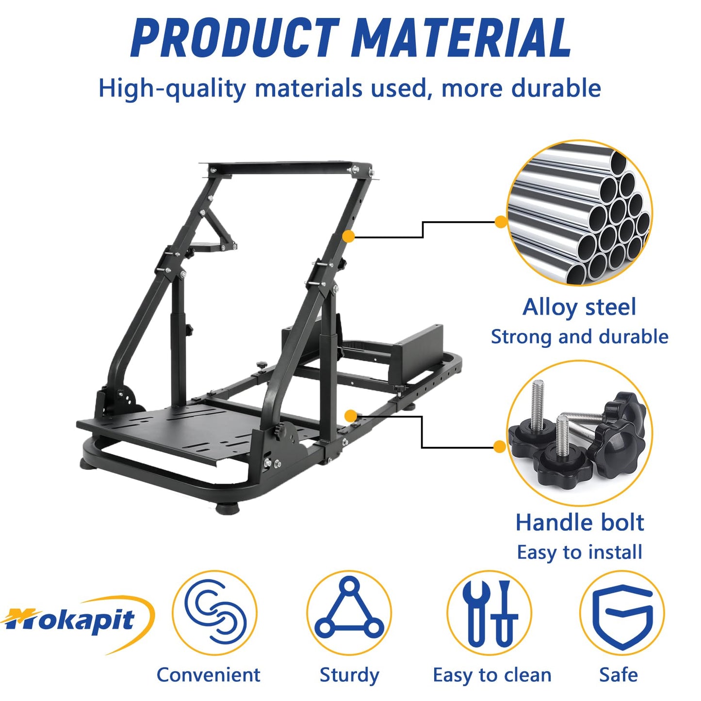 Mokapit Stable Racing Simulator Cockpit Fit for Logitech G29 G920 G923 Thrustmaster T128X T300RS Fanatec PS5 PS4 Adjustable Steering wheel Stand without Wheel Shifter Pedal