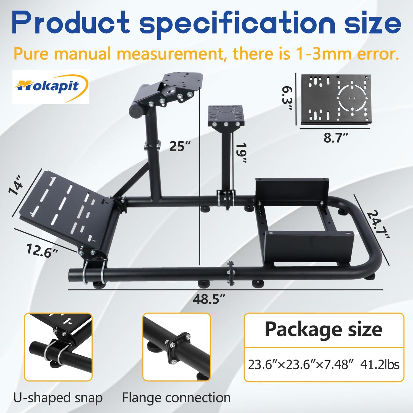 Racing Steering Wheel Stand Round Tube Game Stand Suitable for Logitech,Thrustmaster,Fanatec Single Arm Stand No Pedals, Steering Wheel and Handbrake More Stable
