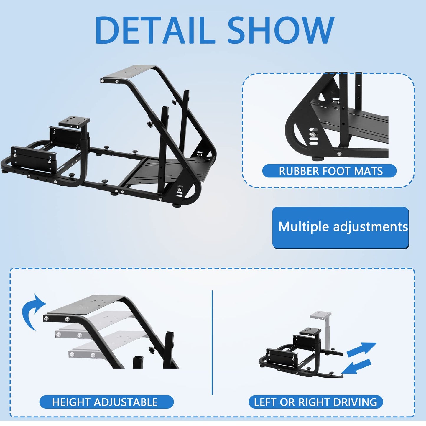 Mokapit Racing Sim Cockpit Monitor Installation Stand with Black Seat Compatible with Logitech,Thrustmaster,PXN,Fanatec More Stable TV Game Stand Steering Wheel & Shift Lever & Pedal Not Include