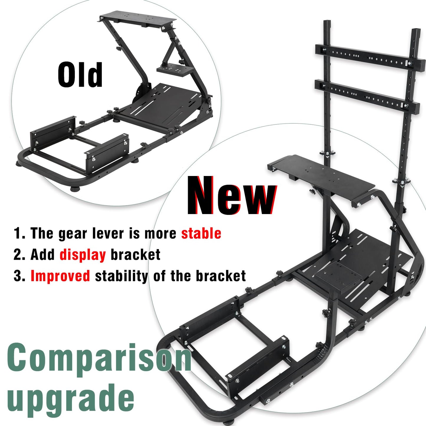 Mokapit Racing Simulator Cockpit with Monitor Stand Adjustable Fit for Logitech GPRO G29 G920 G923 Thrustmaster T80 T300RS GT Fanatec Racing Simulator Wheel Stand without Seat Wheel Pedal TV