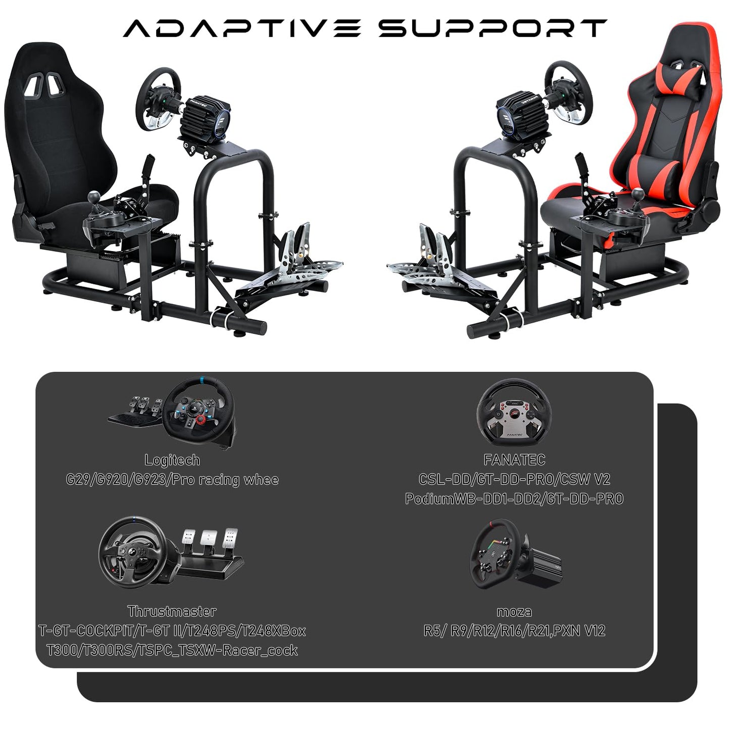 Mokapit Professional Simulator Cockpit Compatible with Logitech G920 G29, Thrustmaster, PXN, Fanatec, Round Tube Sim Racing Cockpit, Wheel Handbrake Pedal Seat Not Included