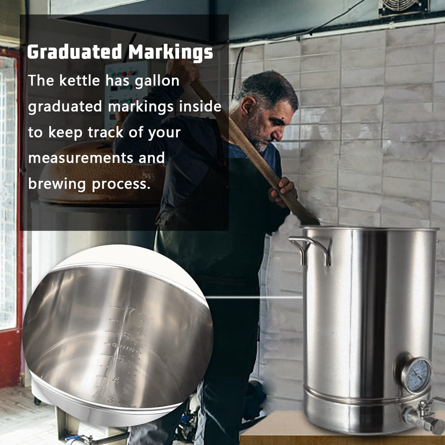 32 QT Stainless Steel Brew Kettle 8 Gal Brewing Beer Keg with Valve,Dual Filtration,Thermometer and Filter Home Brew Pot Home Brewing Supplies