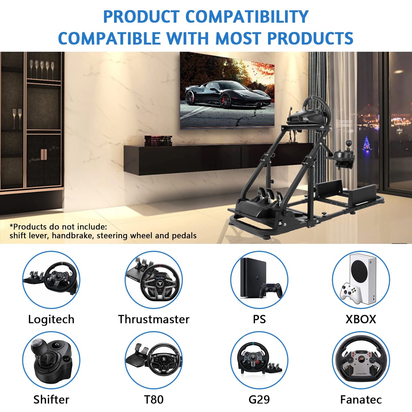 Mokapit Stable Racing Simulator Cockpit Fit for Logitech G29 G920 G923 Thrustmaster T128X T300RS Fanatec PS5 PS4 Adjustable Steering wheel Stand without Wheel Shifter Pedal
