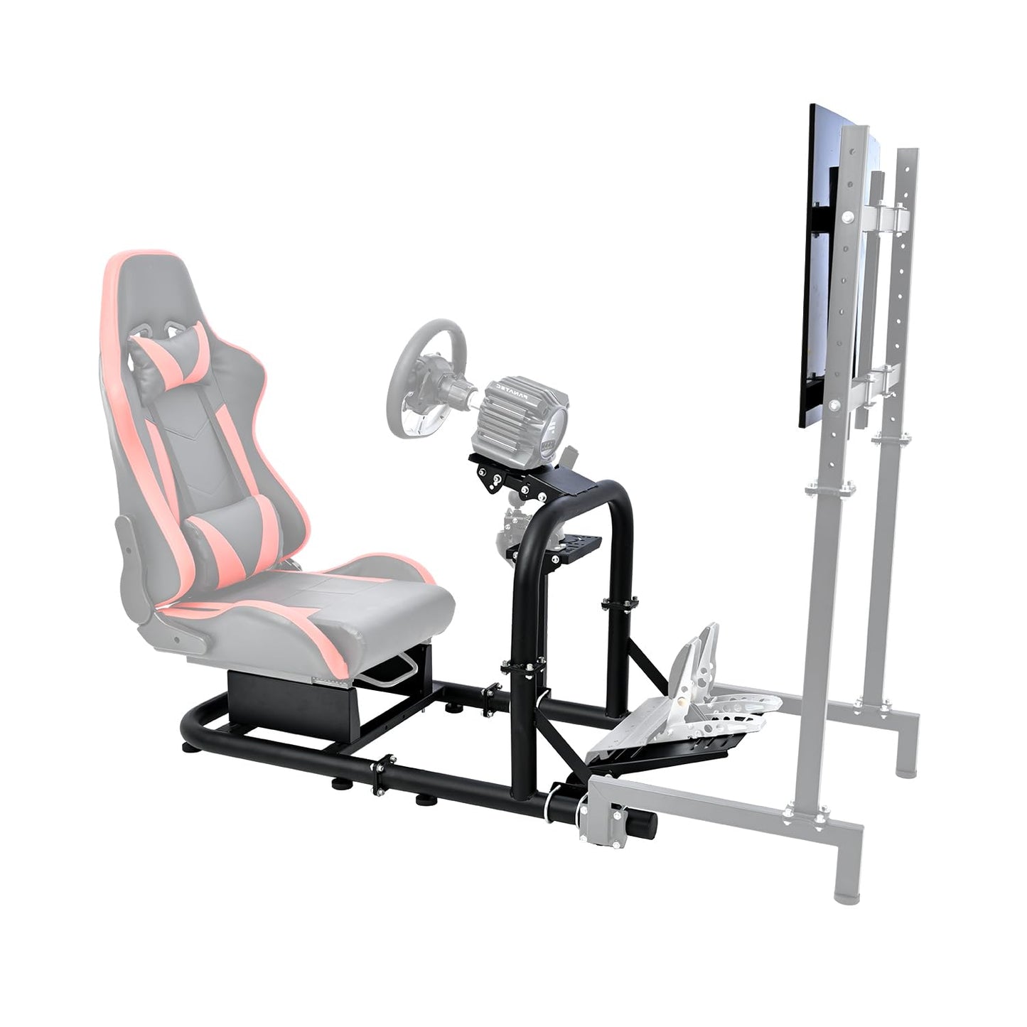 Mokapit Professional Simulator Cockpit Compatible with Logitech G920 G29, Thrustmaster, PXN, Fanatec, Round Tube Sim Racing Cockpit, Wheel Handbrake Pedal Seat Not Included