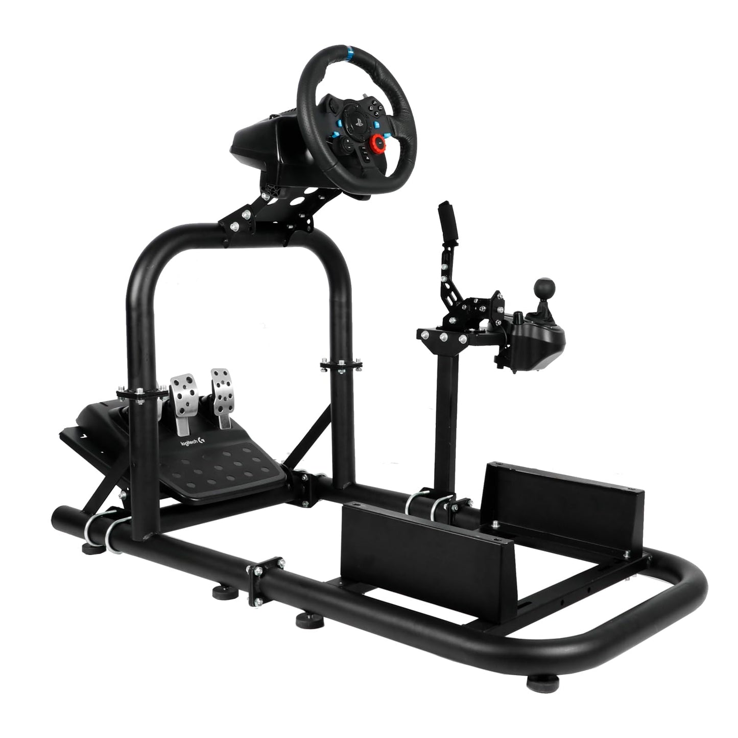Mokapit Professional Simulator Cockpit Compatible with Logitech G920 G29, Thrustmaster, PXN, Fanatec, Round Tube Sim Racing Cockpit, Wheel Handbrake Pedal Seat Not Included