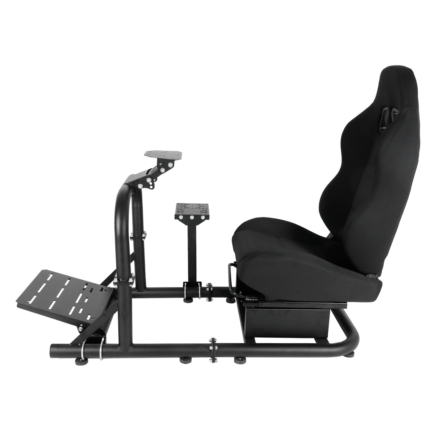Mokapit Professional Simulator Cockpit with Black Seat,50mm Round Tube & Adjustable,Compatible with Logitech/Thrustmaster/Fanatec G25,G27,G29, Steering Wheel/Handbrake/Pedal Not Included