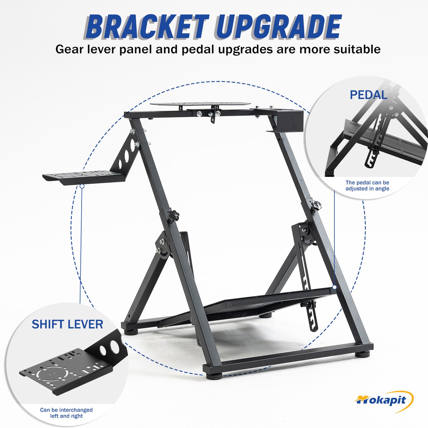 Mokapit Racing Steering Wheel Stand X Frame Compatible for G29,G920,T300RS, New Upgrade Racing Simulator Cockpit Foldable Adjustable Wheel, Shifter,Pedals and Handbrake NOT Included