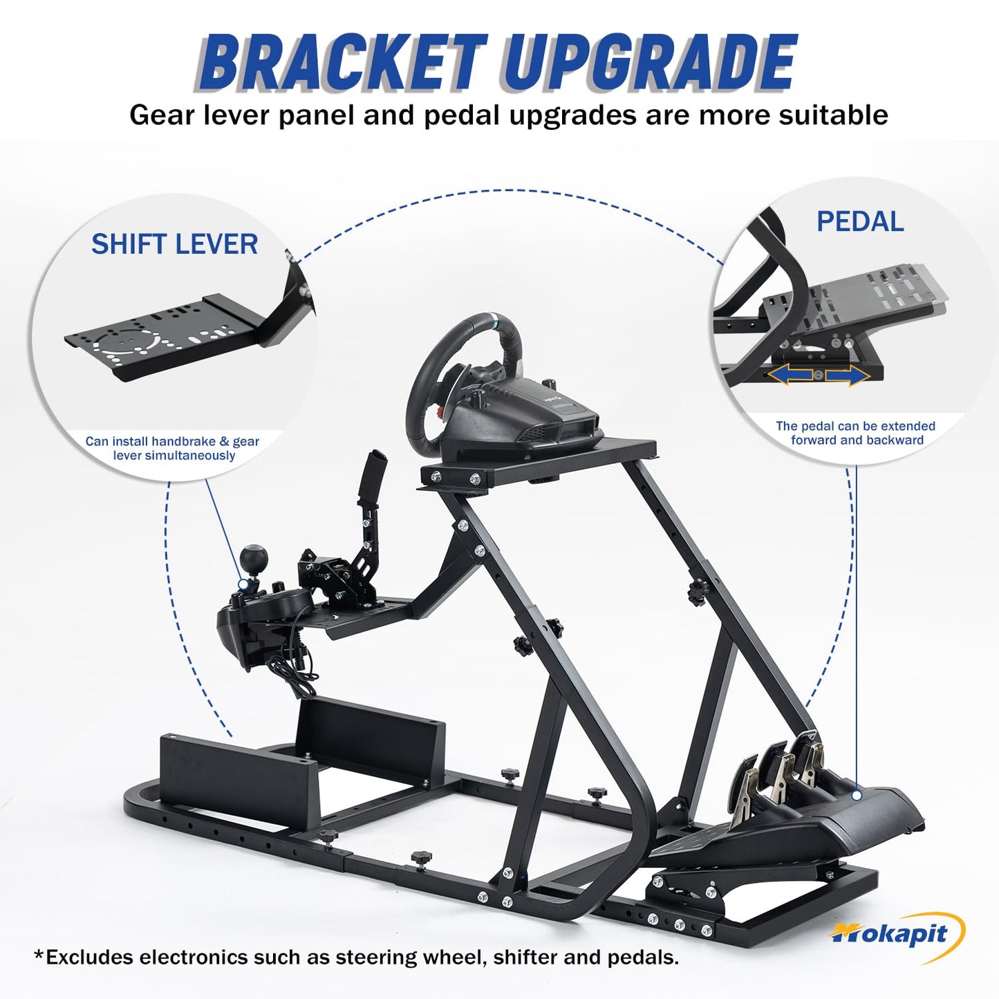 Adjustable Racing Simulator Cockpit Compatible with Logitech G29/G923/G920, Thrustmaster T80/T150/PXN Stable Wheel Stand Pedal Wheel and Handbrake Not Included