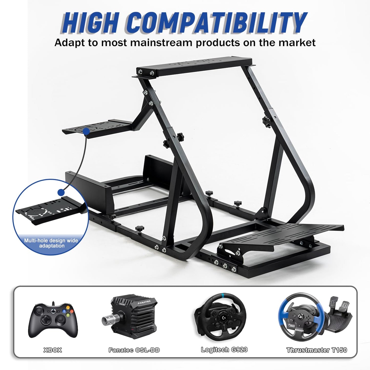 Adjustable Racing Simulator Cockpit Compatible with Logitech G29/G923/G920, Thrustmaster T80/T150/PXN Stable Wheel Stand Pedal Wheel and Handbrake Not Included