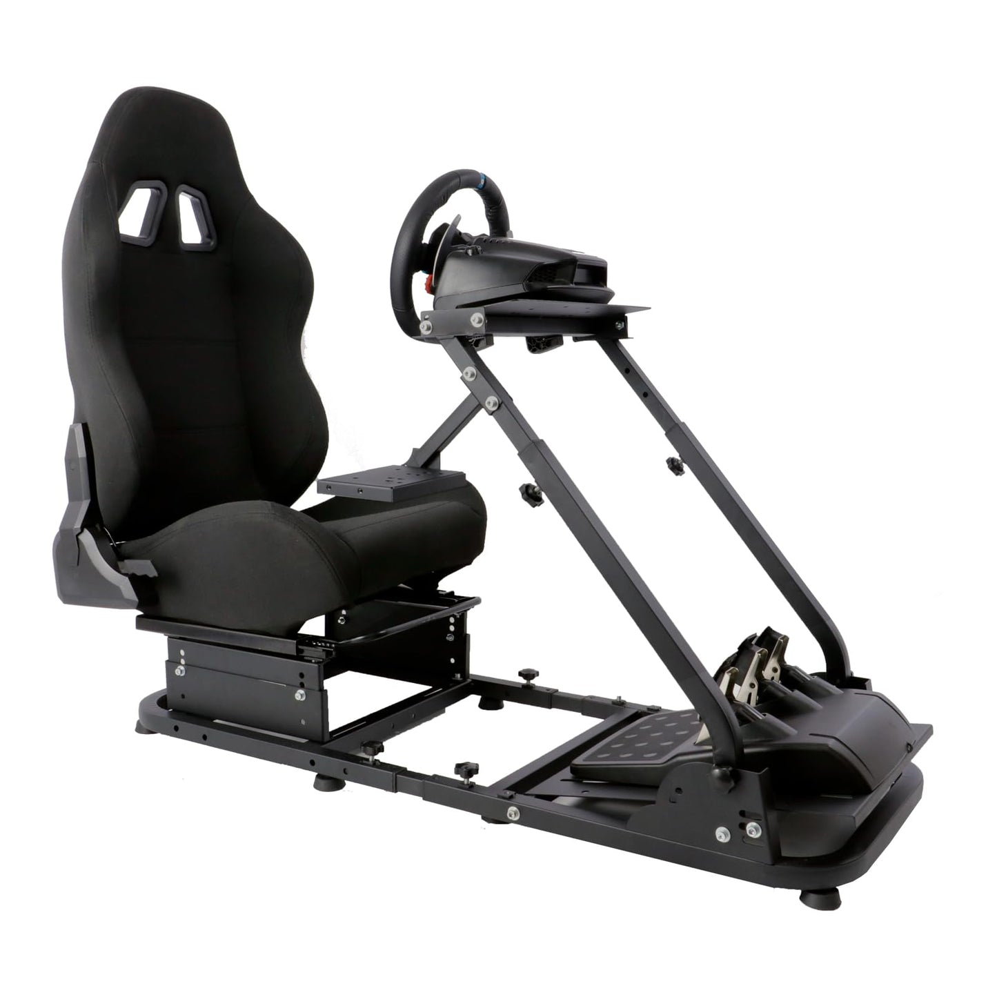 Strong footbed Grip Racing Wheel Cockpit Foldable Compatible with Logitech/Thrustmaster/PXN G29,G920,G923,T80 Controller with Black Seat Adjustable Sim Stand Wheel& Shifter& Pedal Not Included