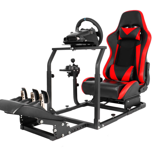 Mokapit Racing Wheel Stand with Red Seat Compatible with Logitech/Thrustmaster/Fanatec T300RS,T500RS,T300,G29 Adjustment with Red Seat Simulator Cockpit Without Wheel & Shifter & Pedals