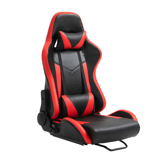 Ergonomic Racing Seat with Adjustable Double Slides Fit Racing Simulator Cockpit,Steering Wheel Stand Gaming Chair/Video Game Chairs PVC 180 Degree Fully Reclining Seat-Red