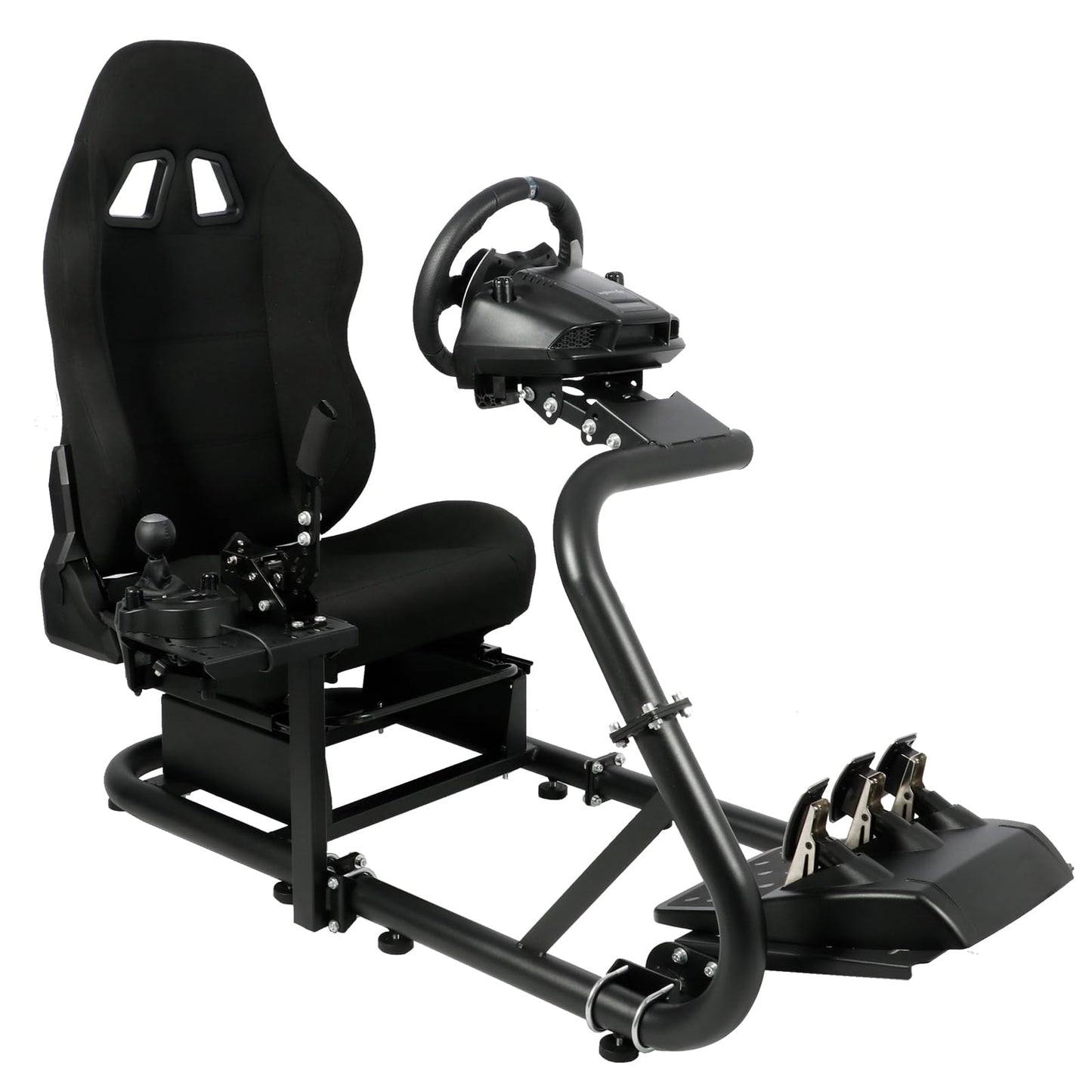 Mokapit Simulator Cockpit with Racing Seat Monitor Mount, Compatible with Logitech,Thrustmaster,Fanatec,G29 G920Analog Racing Cockpit without Wheel Pedals Shifter Handbrake and Monitor