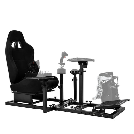 Mokapit Racing Flight Simulator Cockpit with Black Racing Seat Adjustable Fit for Logitech X52 PRO G29 G920 G923 Thrustmaster HOTAS Warthog T80 T150 T284PS Wheel Stand Includes Stand and Seat Only