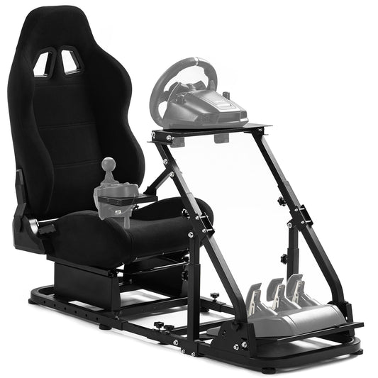 More Stable Racing Simulator Cockpit Compatible with Logitech/Thrustmaster/PXN G29,G920,G923,T80,T150,T300RS Adjustable with Black Seat Wheel Stand Wheel, Shifter and Pedal Not Included