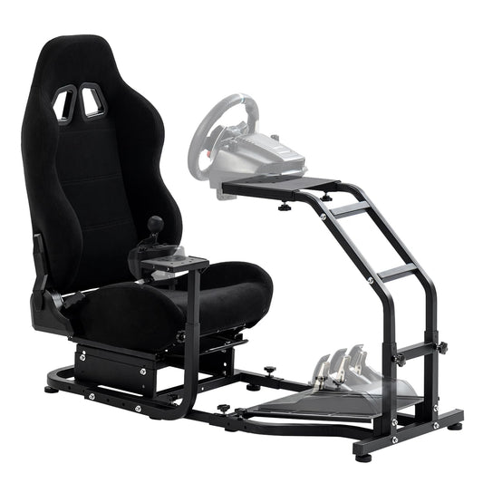 Mokapit Realistic Racing Simulator Cockpit with Racing Seat Fit for Thrustmaster T128/T248/T300RS/T150 Logitech G29 G920 G923 Adjustable sim racing cockpit, Steer Wheel,Handbrake,Shifter Not Included