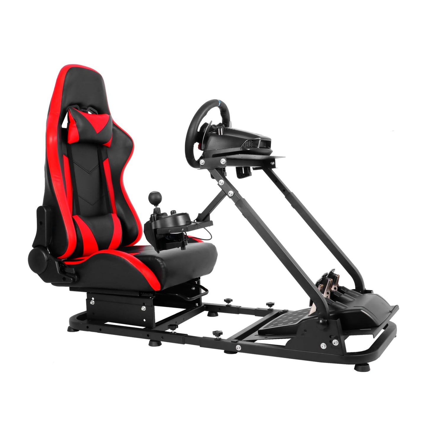 Strong footbed Grip Racing Wheel Cockpit Foldable Compatible with Logitech/Thrustmaster/PXN G29,G920,G923,T80 Controller with Red Seat Adjustable Sim Stand Wheel& Shifter & Pedal Not Included