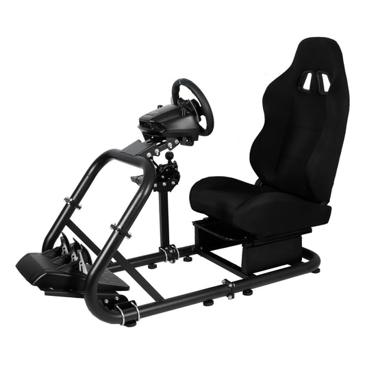 Mokapit Racing Simulation Cockpit Round Tube Game Stand Suitable for Logitech G27 G923 Thrustmaster T300RS More Stable |No pedals, Steering Wheel and Handbrake|With black seat