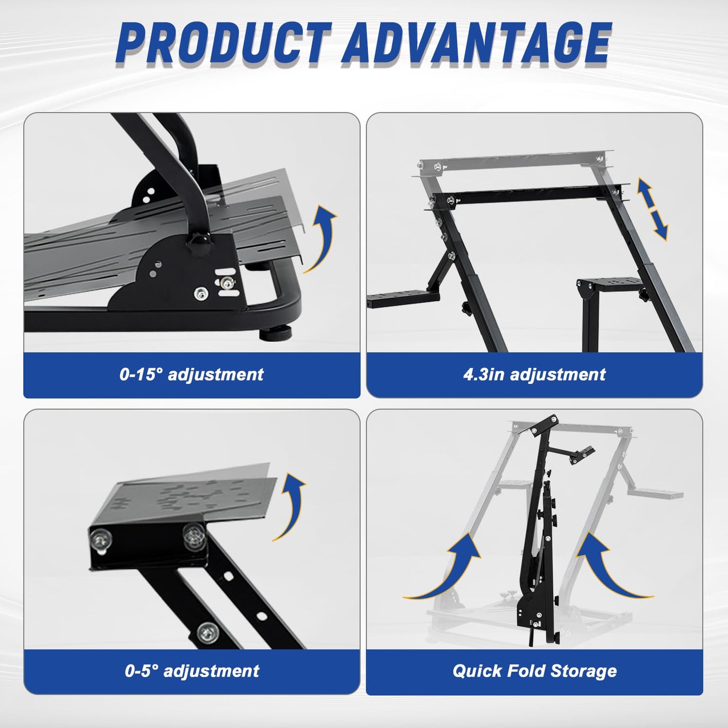 Foldable Racing Wheel Stand Compatible with Logitech/Thrustmaster/PXN G25,G27,G29,G920,T300RS,T500RS Adjustable Steering Wheel Stand without Steering Wheel Pedal Handbrake