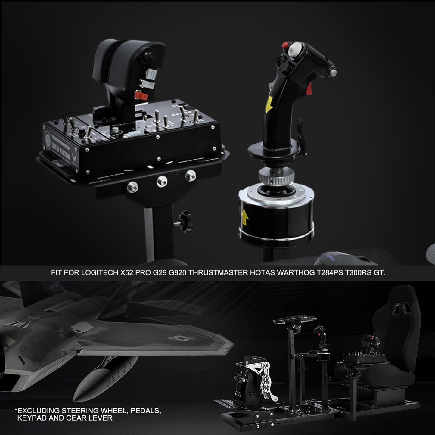 Mokapit Racing Flight Simulator Cockpit with Black Racing Seat Adjustable Fit for Logitech X52 PRO G29 G920 G923 Thrustmaster HOTAS Warthog T80 T150 T284PS Wheel Stand Includes Stand and Seat Only