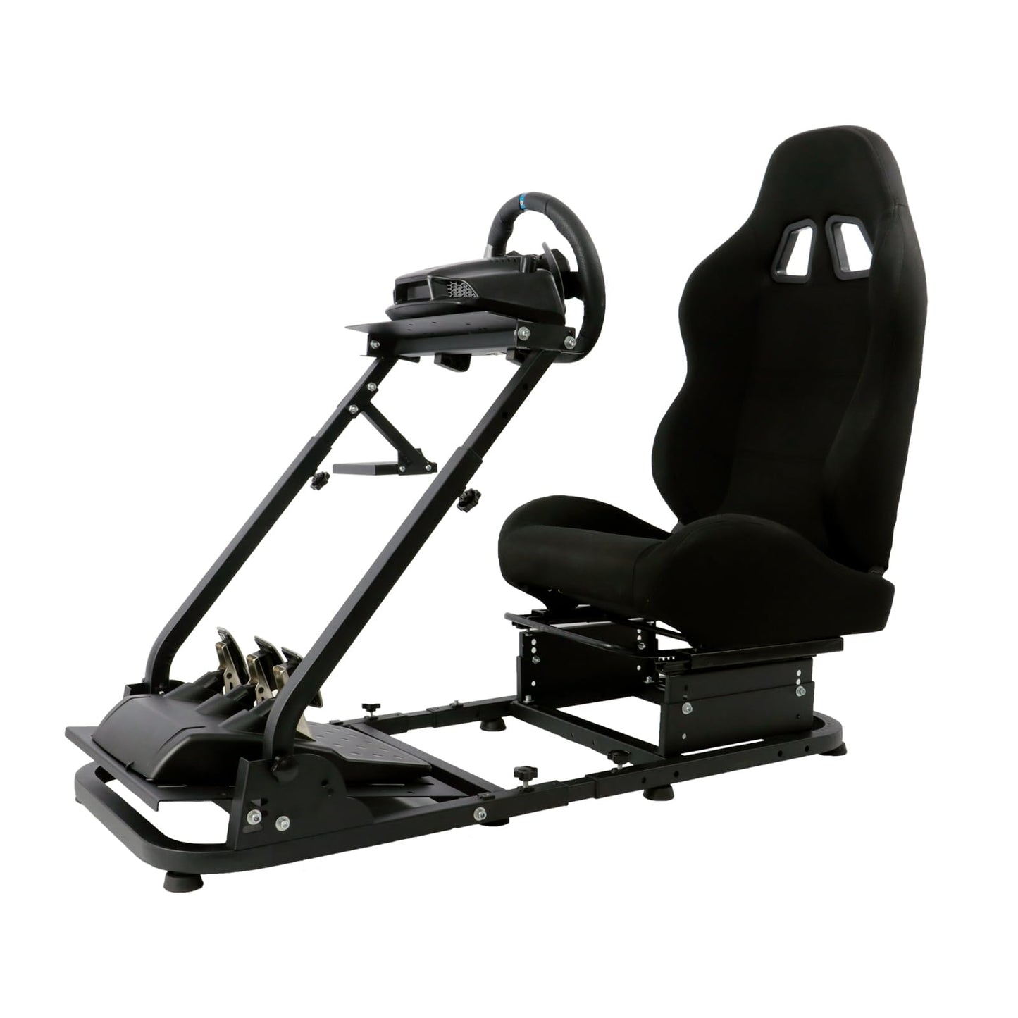 Strong footbed Grip Racing Wheel Cockpit Foldable Compatible with Logitech/Thrustmaster/PXN G29,G920,G923,T80 Controller with Black Seat Adjustable Sim Stand Wheel& Shifter& Pedal Not Included