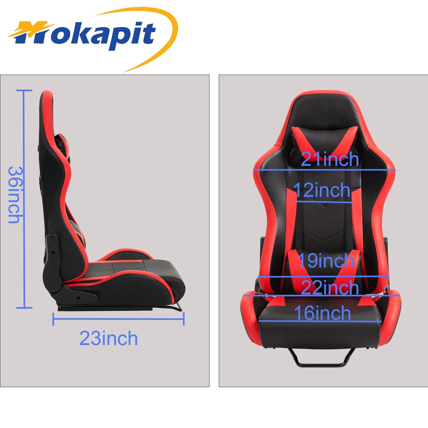 Ergonomic Racing Seat with Adjustable Double Slides Fit Racing Simulator Cockpit,Steering Wheel Stand Gaming Chair/Video Game Chairs PVC 180 Degree Fully Reclining Seat-Red