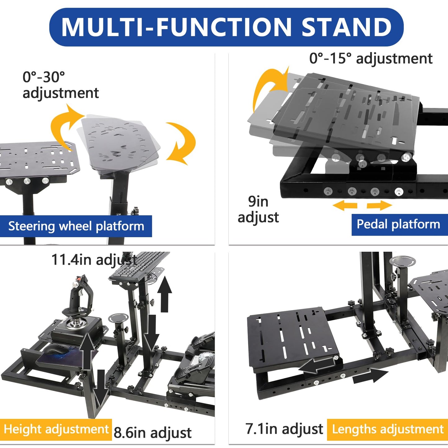 Mokapit Racing Flight Simulator Cockpit Sturdy Compatible with Logitech/Thrustmaster/PXN G25,G27,X52,X56 H.O.T.A.S Adjustable Throttle Yoke Stand Includes Stand Only