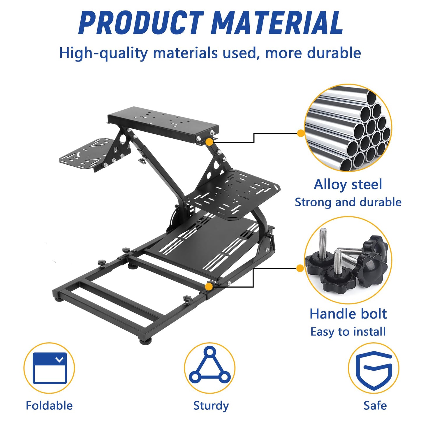 Mokapit Upgrade Flight Simulator Cockpit Adjustable fit for Logitech Thrustmaster G25,G27,G29,G920,G923,Hotas Warthog,T80,T150 Steady Foldable Wheel Stand without Joystick, Handbrake and Pedal